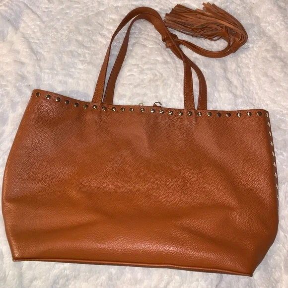 Laggo Remy British Tan Leather studded Tote